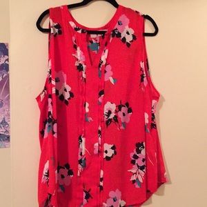 Red Blouse with Watercolor Flower Design